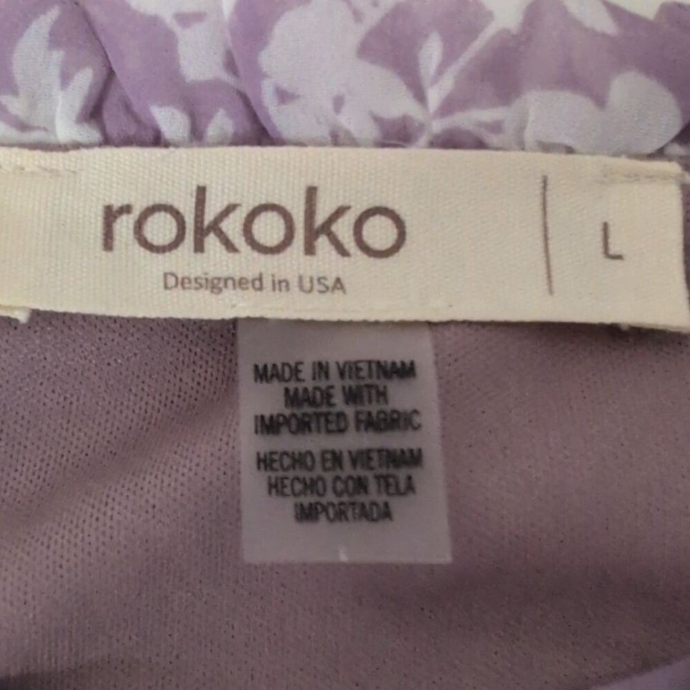 Rokoko Floral Maxi Dress Womens Size Large Purple Lined Cottagecore NEW - Picture 5 of 11